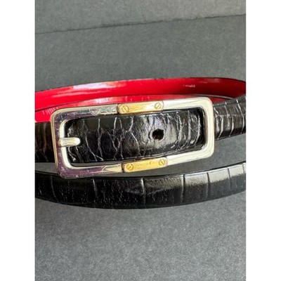 Ralph Lauren Reversible Belt Black Croc Embossed Red Patent  display picture 1