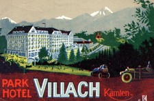 ein alter , Kofferaufkleber  PARK  HOTEL  Villach