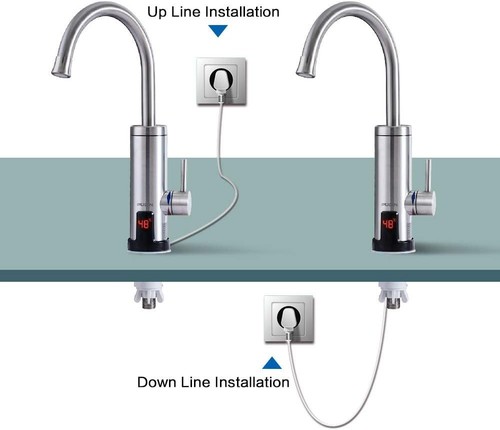 220V Elektrischer Durchlauferhitzer, Versorgung Warm- und Kaltwasser, Edelstahl Warmwasserhahn w - Bild 6 von 7