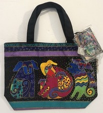NEW w/ Tags Laurel Burch Canvas Shoulder Tote Dogs/Doggies w/ Hang Tag