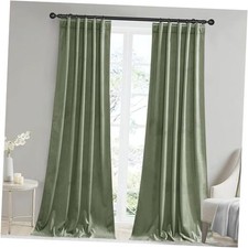 Green Velvet Curtains 96 42"W x 96"L Pack of 2 Green Series - Sage Green