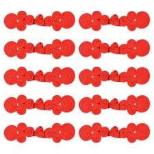 10 Pairs Chinese Knots Frog Buttons Closure Red Buttons Fasteners,2.76x0.79"