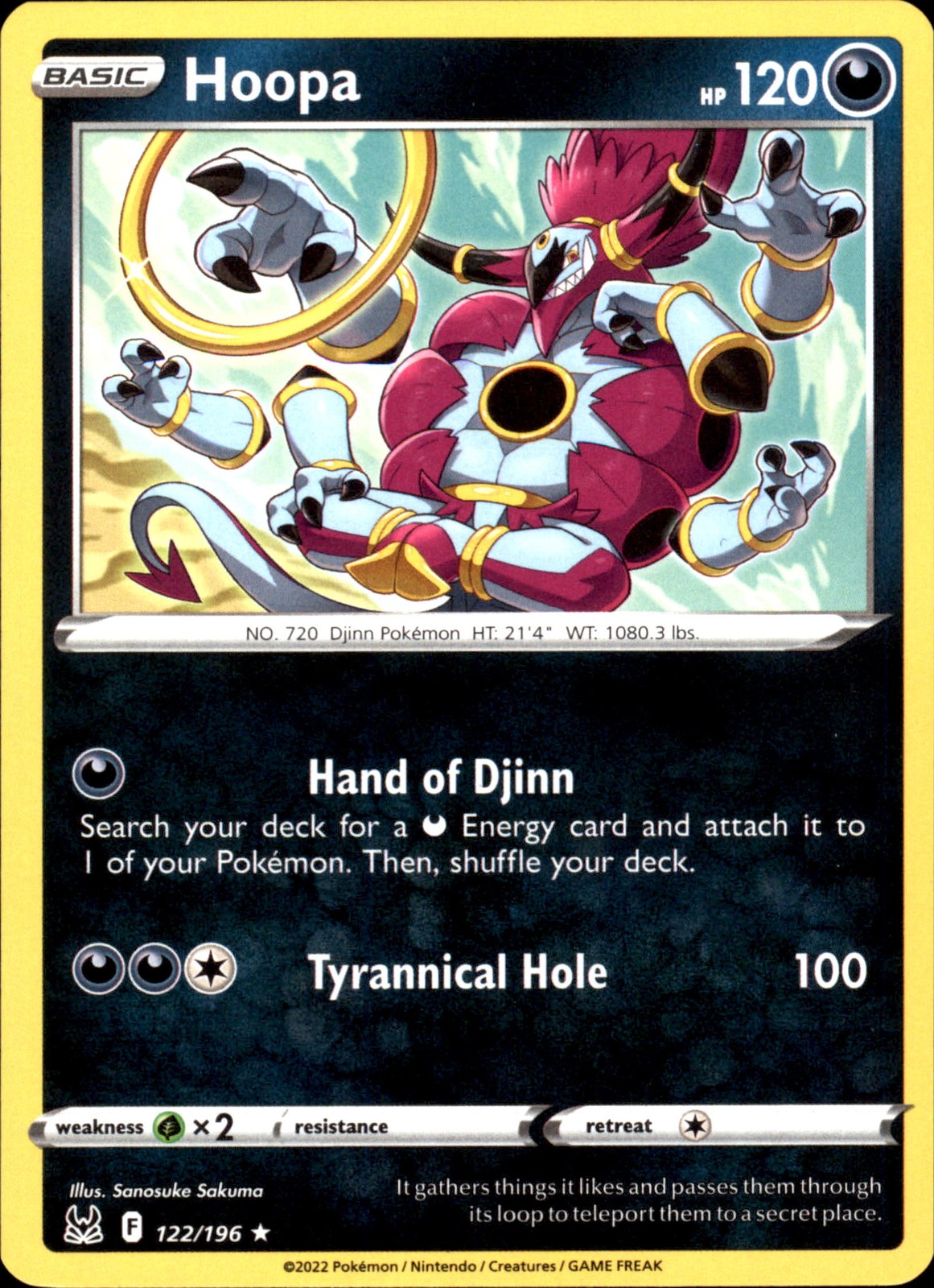 Hoopa 122/196 Rare - Pokemon SWSH11: Lost Origin 2022 NM