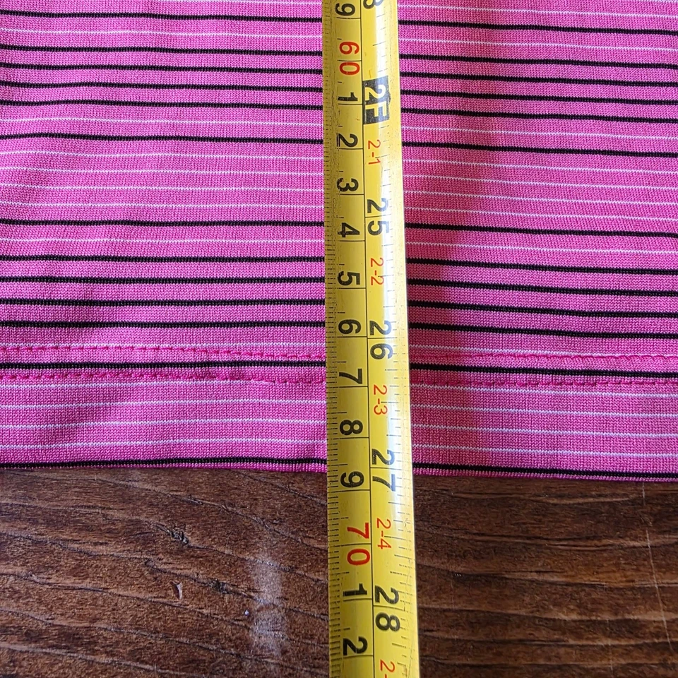 Tehama 男式粉色条纹高尔夫 Polo 衫短袖中号 — 第 4/4 张图片