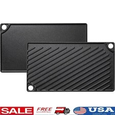 Cast Iron Griddle Non Stick Reversible Heavy Duty Cooking Plate All Heat Sources