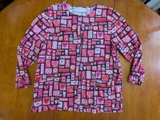 Cherokee Scrubs Medical Dental Long Sleeve Womens Pink Hearts Large Snap Front