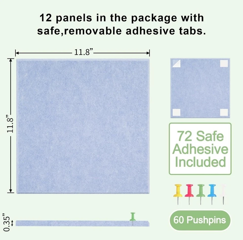 12 Pack Large Cork Board for Walls Slat Wall Paneling 48" X 36" Felt Bulletin - Image 2 of 4