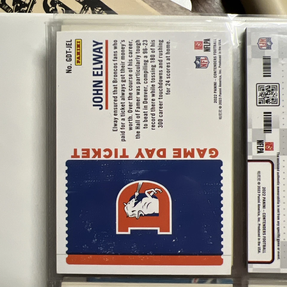 2022 Panini Contenders - Game Day Ticket John Elway #GDT-JEL Emerald - Image 2 of 2