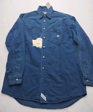 Levi's Vintage Dark Wash Denim Button Down Shirt Blue Mens Small Vintage 1994