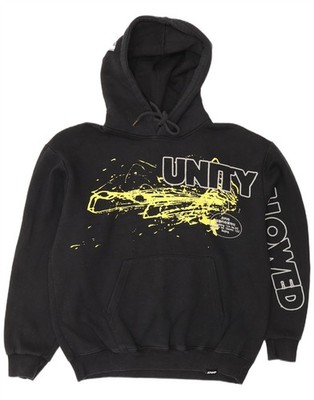 PULL & BEAR Herren Graphic Hoodie Pullover Medium Schwarz DP25