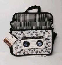 Geckobrands Front Seat Caddy w/ Paw Print Pattern Organizer