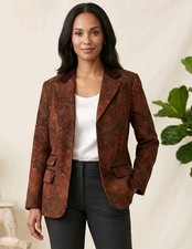 Sag Harbor Womens Blazer Paisley Pattern Contrast velvet collar Pockets Size 16W