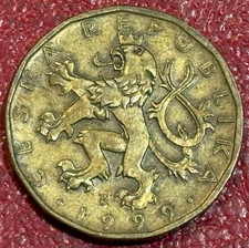 HIGH GRADE 1999 CZECH REPUBLIC-CZECHOSLOVAKIA 20 KORUN COIN-JAN707