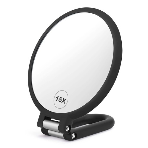 Magnifying Handheld Mirror Double Sided, 1X 15X Magnification Hand Mirror, Tr...