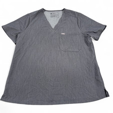 FIGS Womens XL Gray Scrub Top V-Neck Stretch Technical Collection  FW1000