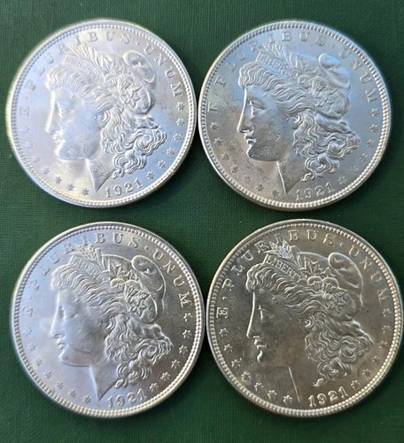(4) 1921 P (4) 1921 D $1 Morgan Dollar BU Gem MS + From Mint Roll Estate Find