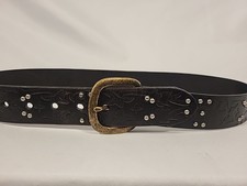 Vintage 1992-93 Brighton "Honest" Black Leather Studded Belt- Size 34- M70113