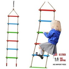 Climbing Rope Ladder for Kids, 6.6Ft Swing Rope Ladder Obstacle Course for