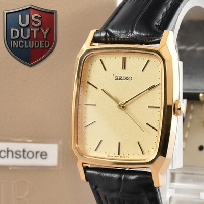 1991 BOX ''NEUWERTIG'' Vintage Seiko Dolce 7N01-5A30 Square Quartz Herrenuhr Tank