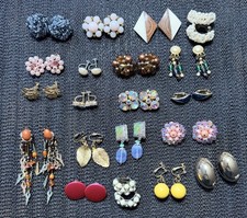 Vintage Lot Of 20 Pair Various CLIP-ON and Screw Back Earrings some Signed