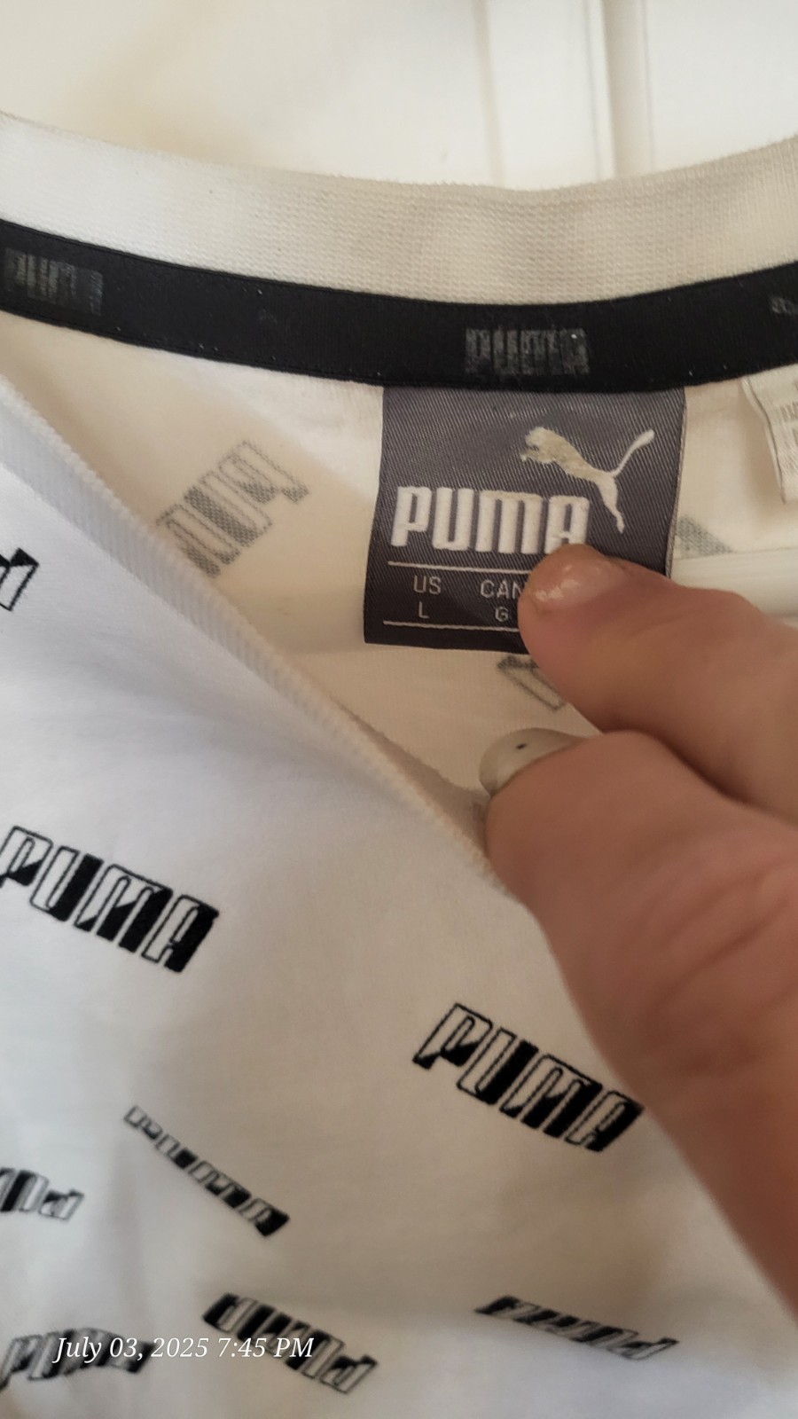 FILA T shirt Puma uomo taglia large logo all over spellout manica corta