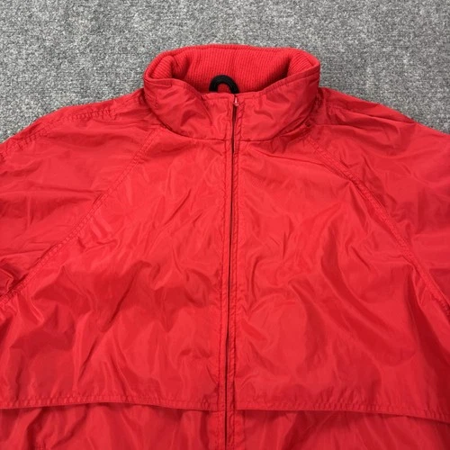 Vintage Eddie Bauer Jacket Mens XL Red Nylon Hooded Mesh Lined Windbreaker image 2