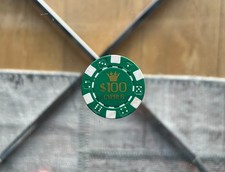 $100 Crown & Dice Casino Poker Chip - Grün & Gold Folie - Sammler Medaille