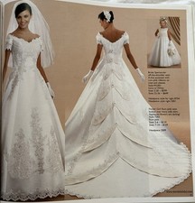 Vintage David’s Bridal Wedding Dress Style WL001 Ivory Sz 4+Headpiece & Veil