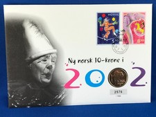 NORWAY - 10 KRONEN KRONER  2002  -    COIN COVER -