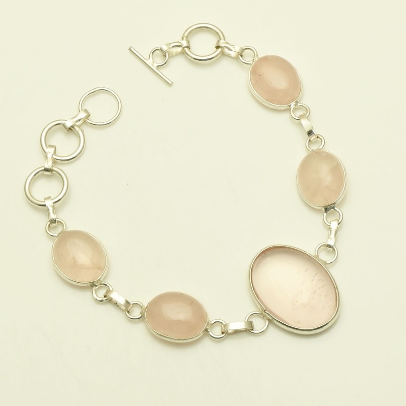 Rose Quartz Gemstone Ethnic Handmade Bracelet Jewelry 8 Gms Gift AB 79701