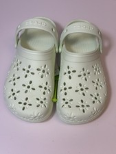 Crocs Classic Floral Cut Out Clogs Womens-7 Green Jade Mint Green Men-5