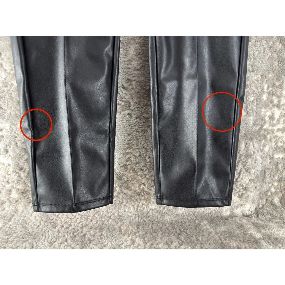 Nine West Talla M Imitación Cuero Leggings Negro Pull On Pantalones Informales Foto 3 de 4