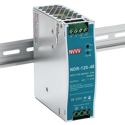48Vdc 2.5Amp DIN-Rail Power Supply NDR 120W, Input:100-240VAC,Output:48VDC,Po...