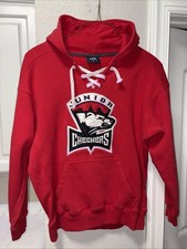 J. America Junior Checkers Embroidered Hockey Hoodie w/ Lace Up Neckline Size L