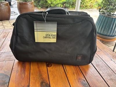 Perry Ellis For Men Open Road Carryall Bag, Black Canvas Duffel. New with Tag