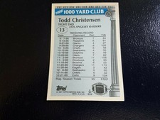 Todd Christensen Oakland Raiders 1987 Topps 1000 YARD CLUB #13 BLANK FRONT RARE
