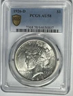 1926 D  PEACE DOLLAR PCGS AU 58