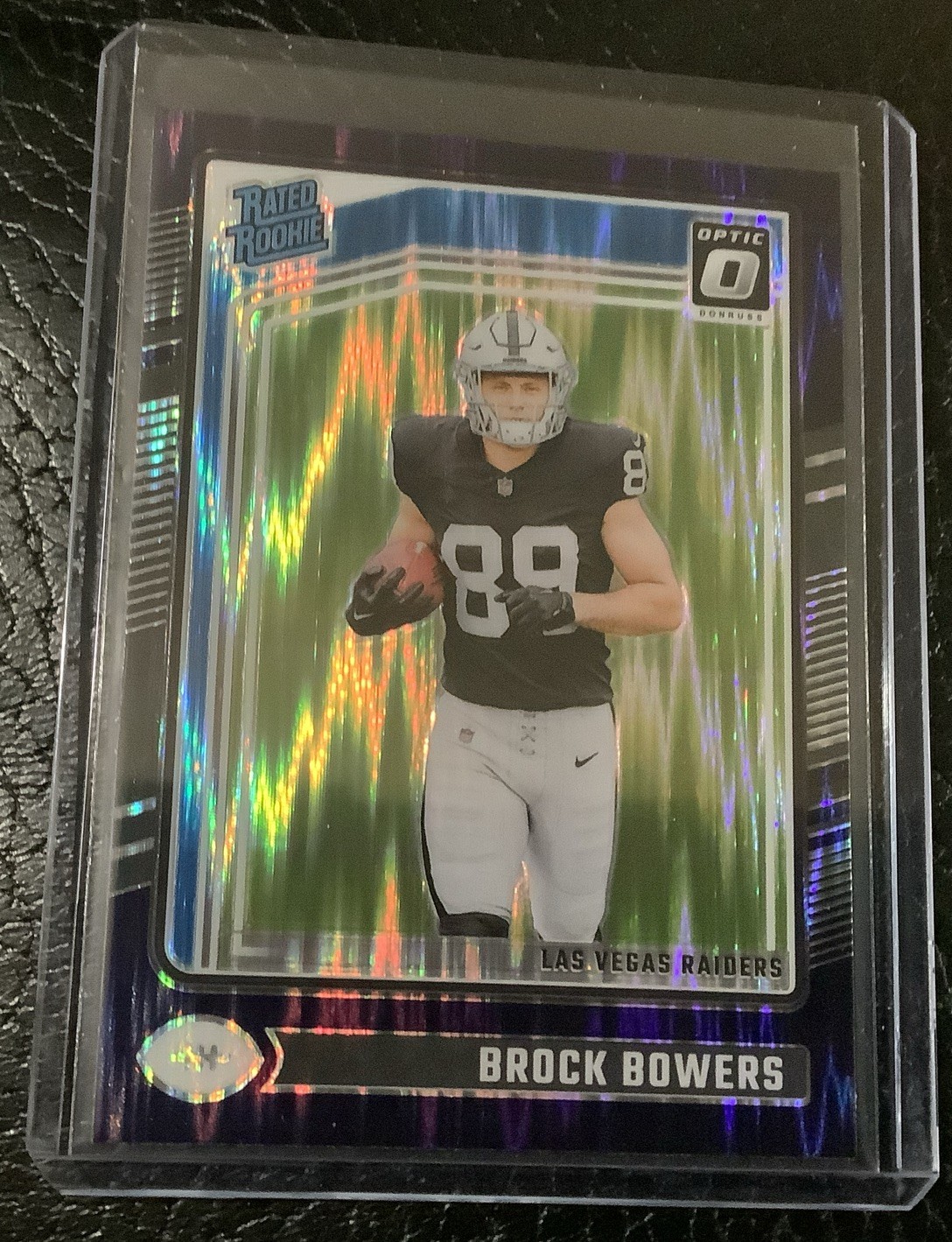 2024 Panini Donruss Optic - Rated Rookie Brock Bowers #215 Purple Shock Prizm RC