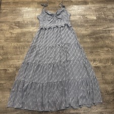 ASTR The Label Spaghetti Strap Tiered Maxi Dress Dusty Blue Womens Sz. L