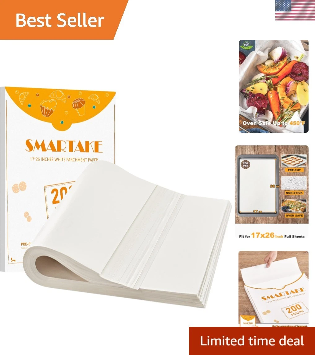 17x26 Inch Precut Baking Sheets - 200 Pcs Food Grade, Waterproof & Disposable
