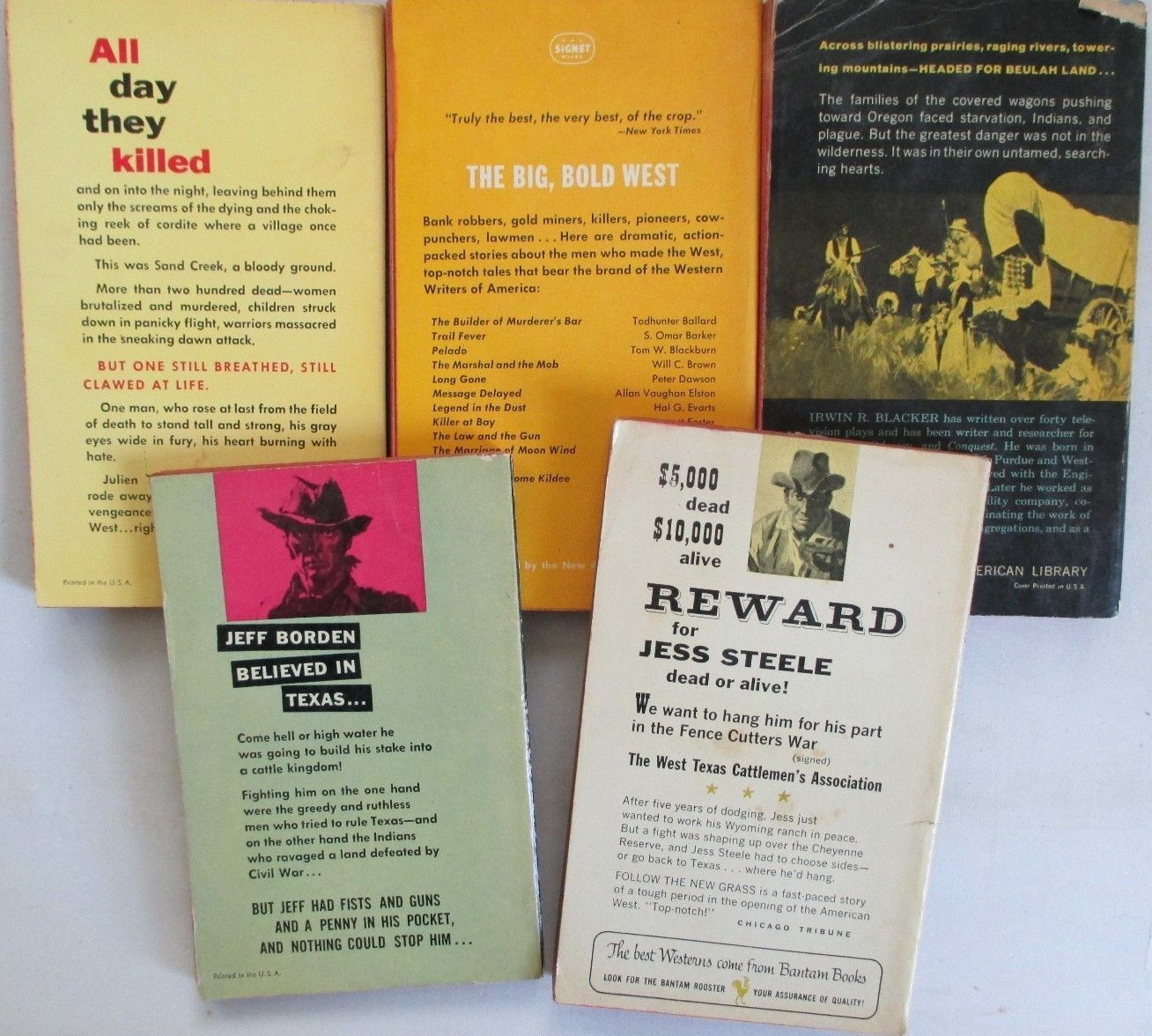 1955/61 Bantam Avon Signet Western Lot of 5 paperbacks VGN/VG- Lehman ...