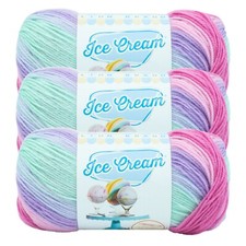  3 Pack Lion Brand Yarn 923-227J Ice Cream Baby Yarn, Ube