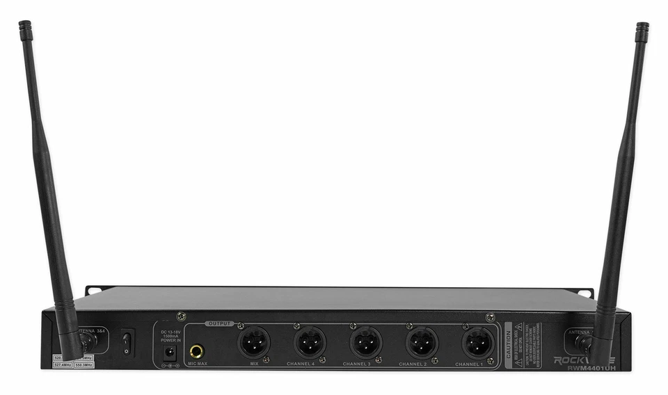 Rockville RWM4401UH QUAD UHF 4 Wireless HandHeld Microphone System w/LCD Display - Image 3 of 4