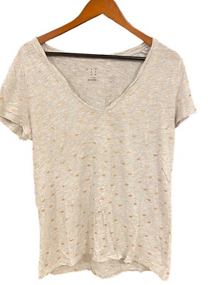 A New Day Womens White Gold Lips Top V Neck T-Shirt Size Women s Extra Large