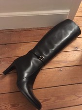 Bottes Genoux MANFIELD En Cuir Lisse - Taille 36,5 EU (US 5,5) - Doublées Cuir, Fabriqué En Italie