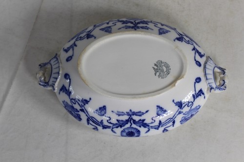 Antiguo plato cubierto de puré con tapa Villeroy & Boch Dresden #2 azul y blanco ovalado - Imagen 11 de 17