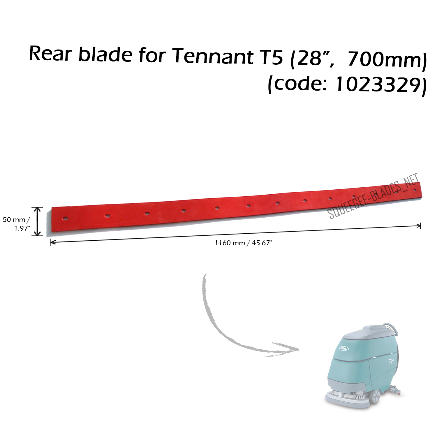 Rear squeegee blade for Tennant T5 (28”/ 700mm) FREE WORLDWIDE