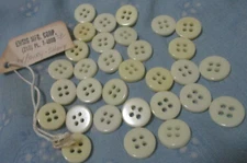 30 AIRY SHINY white 5/8 inch EMSIG BUTTONS 4 HOLES FLAT ON BOTH SIDES NEVER USED