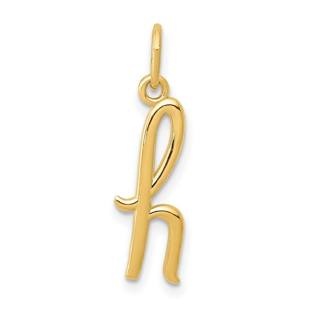 14k Yellow Gold Initial Letter H Charm Pendant 0.87 Inch eBay