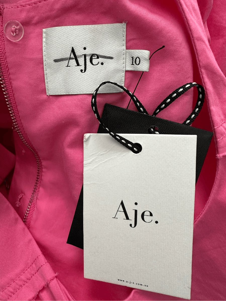 aje pink dress midi Cadence Ruched Midi Dress-BALLERINA PINK / 4
